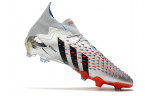 Бутсы Adidas Predator Freak+ FG серебряные (с шнурками)