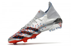 Бутсы Adidas Predator Freak+ FG серебряные (с шнурками)