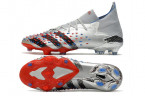Бутсы Adidas Predator Freak+ FG серебряные (с шнурками)