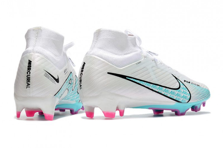 Бутсы Nike Air Zoom Mercurial Superfly IX Elite FG бело-голубые