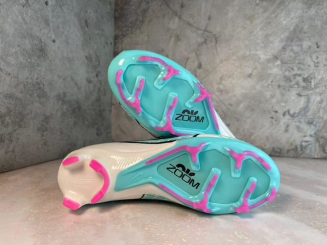 Бутсы Nike Air Zoom Mercurial Superfly IX Elite FG бело-голубые